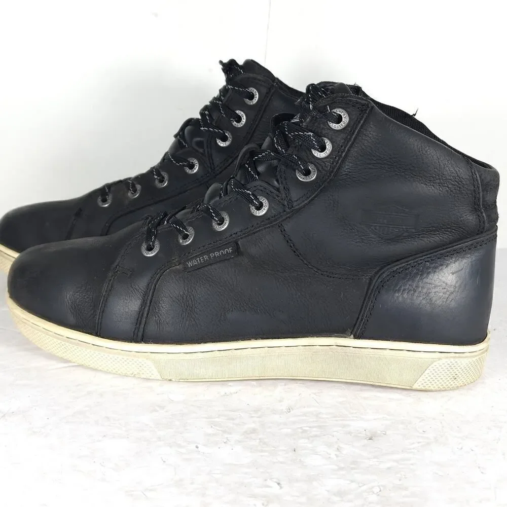 Harley Davidson Men's Midland US9M Black Leather Waterproof Laceup Ankle Boots